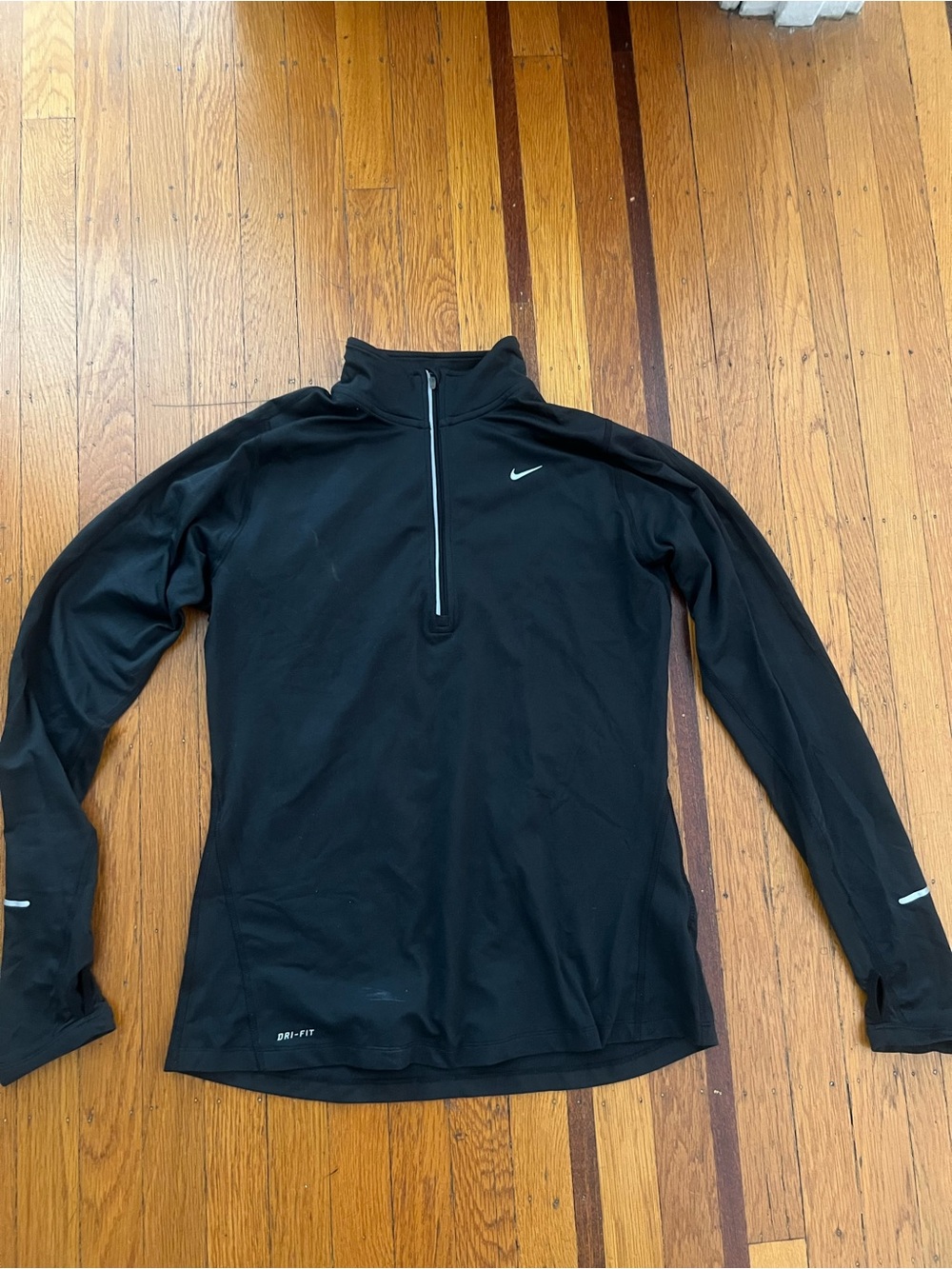 Nike dri fit quarter zip black long sleeve running shirt top Black M medium EUC